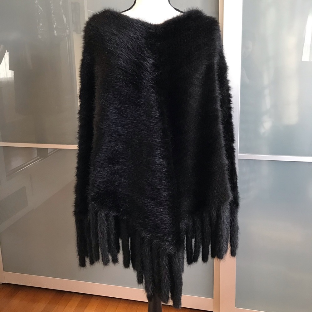 Natural mink poncho